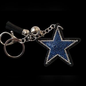 Dallas Cowboys Rhinestone Star Keychain | Blue & Silver Bling Bag Charm
